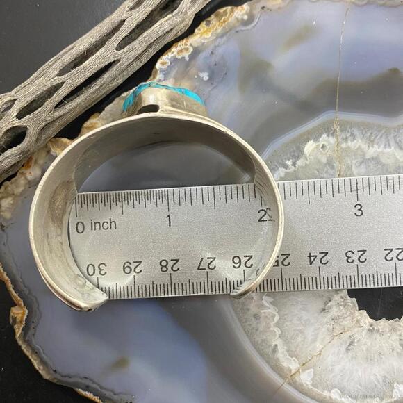 Native American Silver Chunky Turquoise Bracelet For Women - Picture 8 of 10